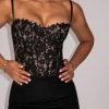 JLUXLABEL Black Grecia Lace Bustier Top