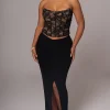 JLUXLABEL Black Hamptons Ribbed Slit Skirt