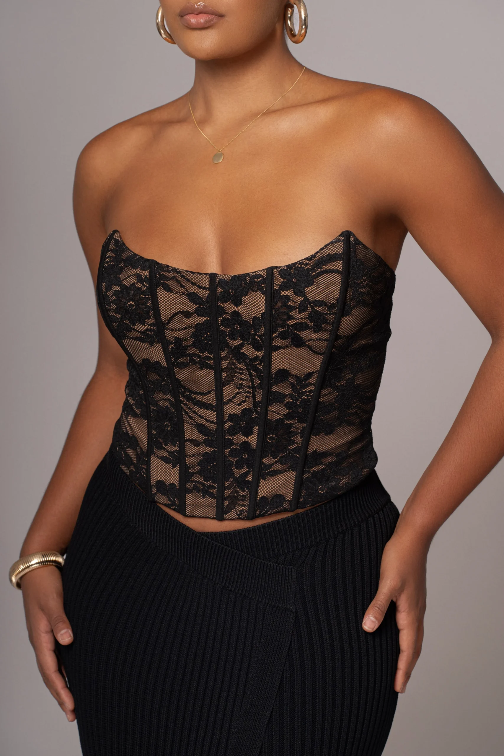 black_hamptons_ribbed_sli_4.webp JLUXLABEL Black Hamptons Ribbed Slit Skirt
