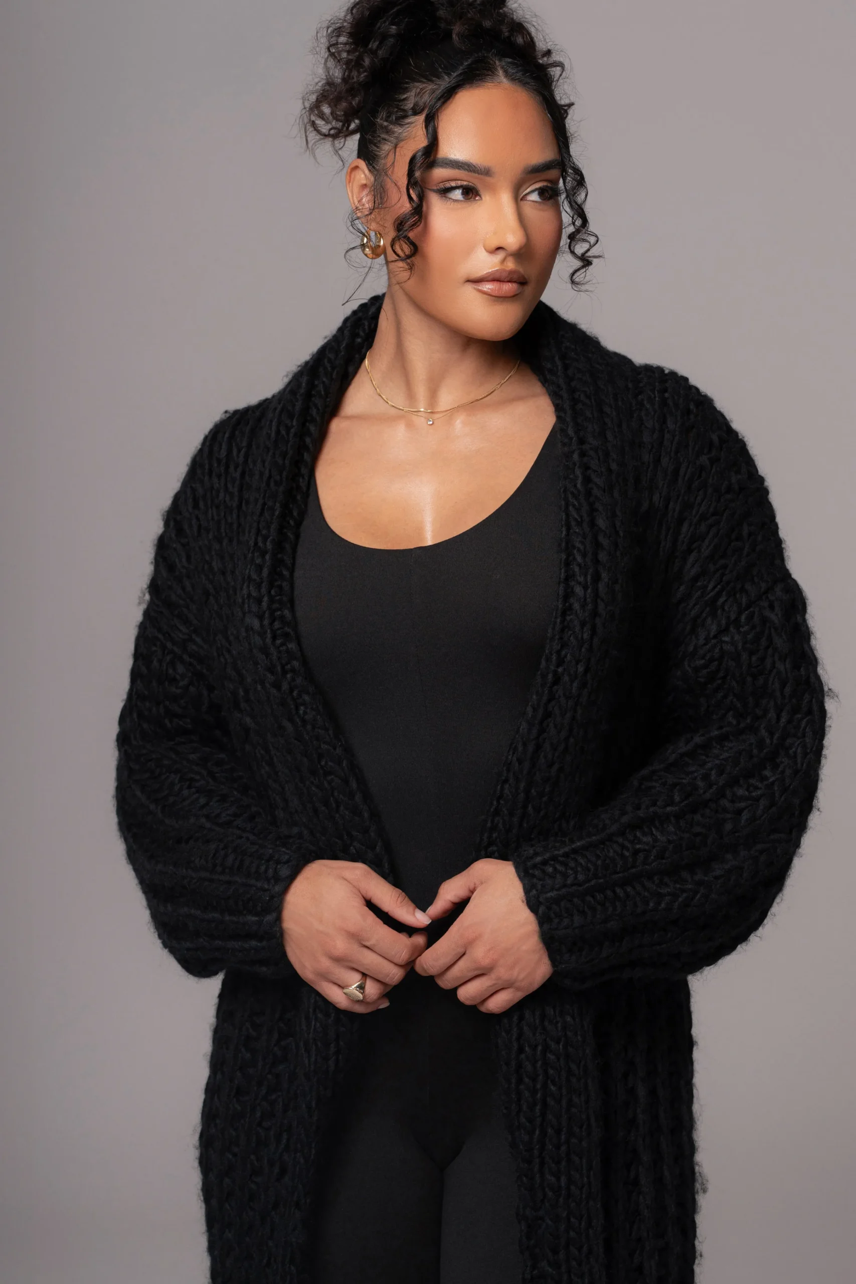 black_hold_me_close_shawl_3.webp JLUXLABEL Black Hold Me Close Shawl Collar Cardigan