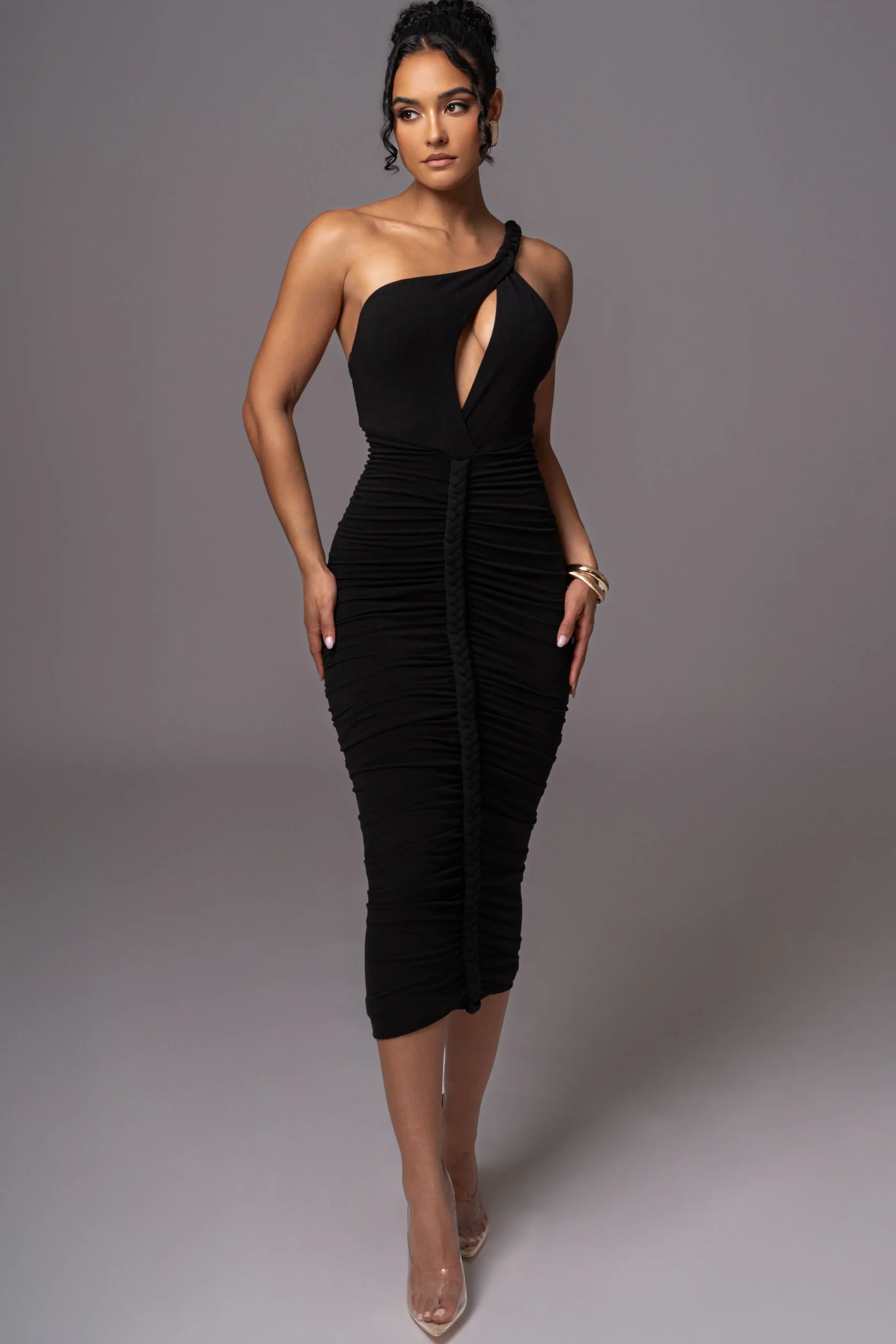 black_jess_ruched_midi_dr_0.webp JLUXLABEL Black Jess Ruched Midi Dress