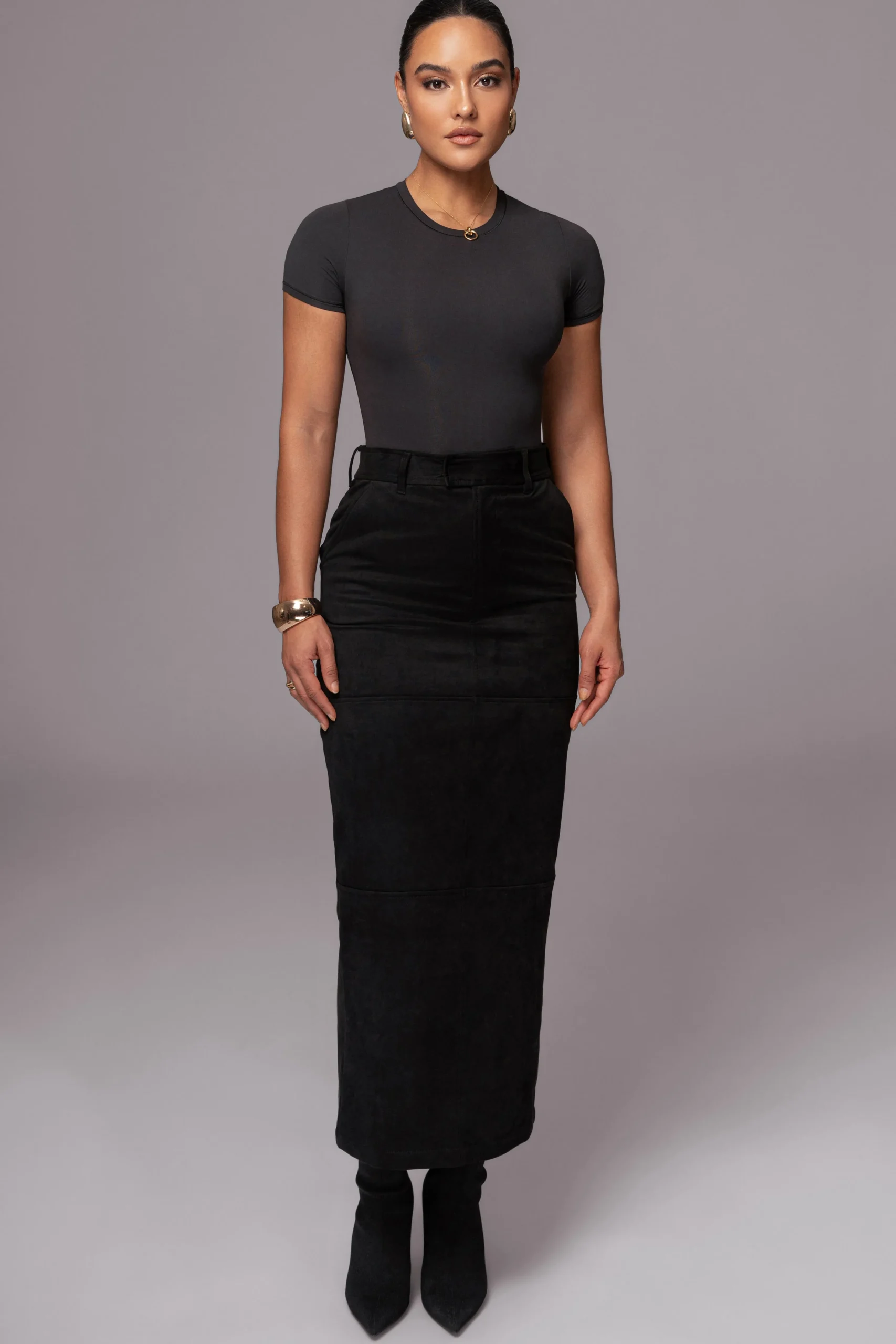 black_joy_suede_maxi_skir_1.webp JLUXLABEL Black Joy Suede Maxi Skirt