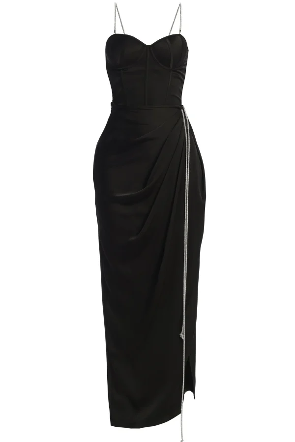 JLUXLABEL Black Leo Matte Satin Bustier