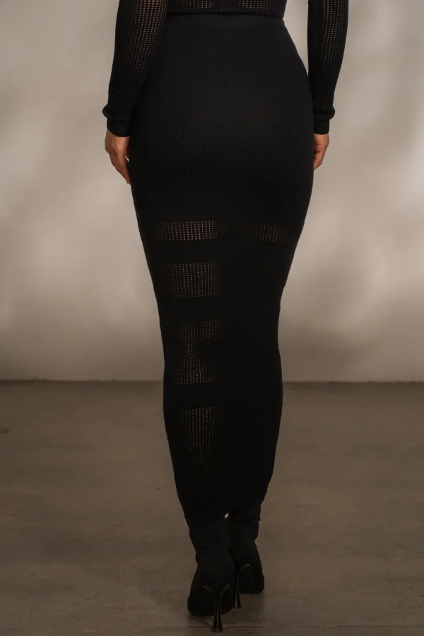 JLUXLABEL Black Lina Knit Maxi Skirt