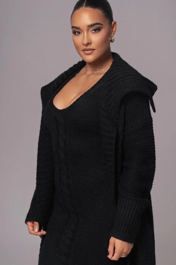 JLUXLABEL Black Malinda Sweater Knit Cardigan