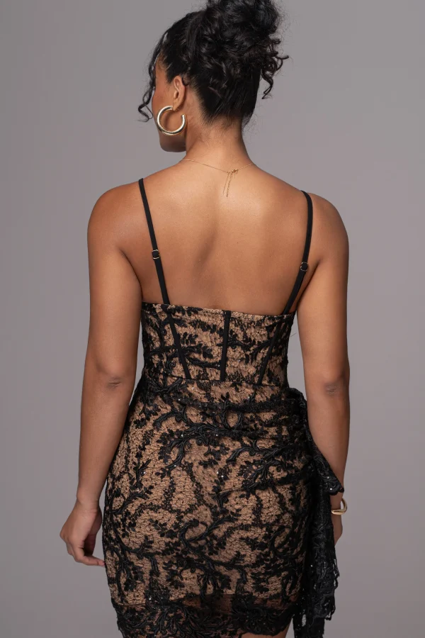 JLUXLABEL Black Marilyn Lace Mini Dress