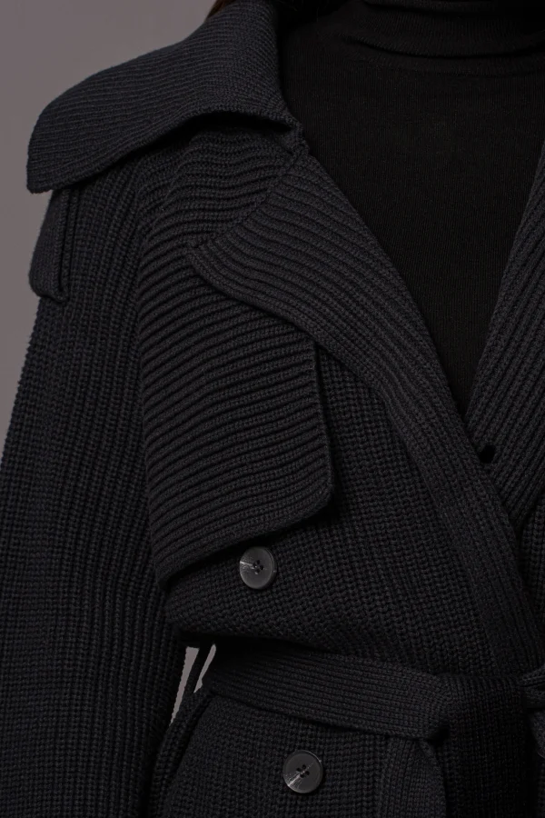 JLUXLABEL Black Maxinne Knit Coat