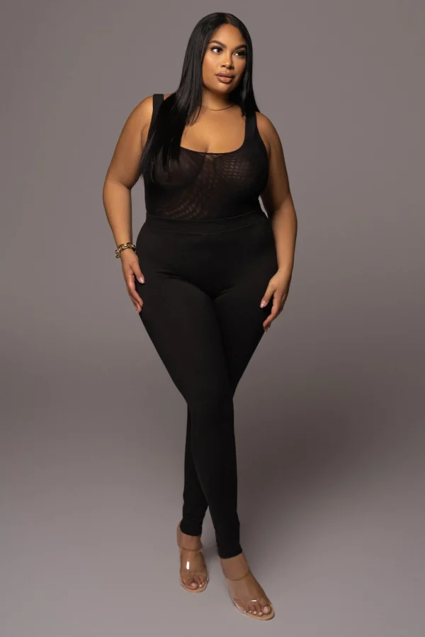 JLUXLABEL Black Mesh Essentials Tank Bodysuit Undergarment