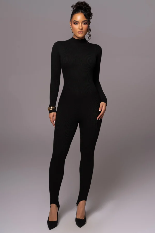 JLUXLABEL Black Minna Mock Neck Jumpsuit