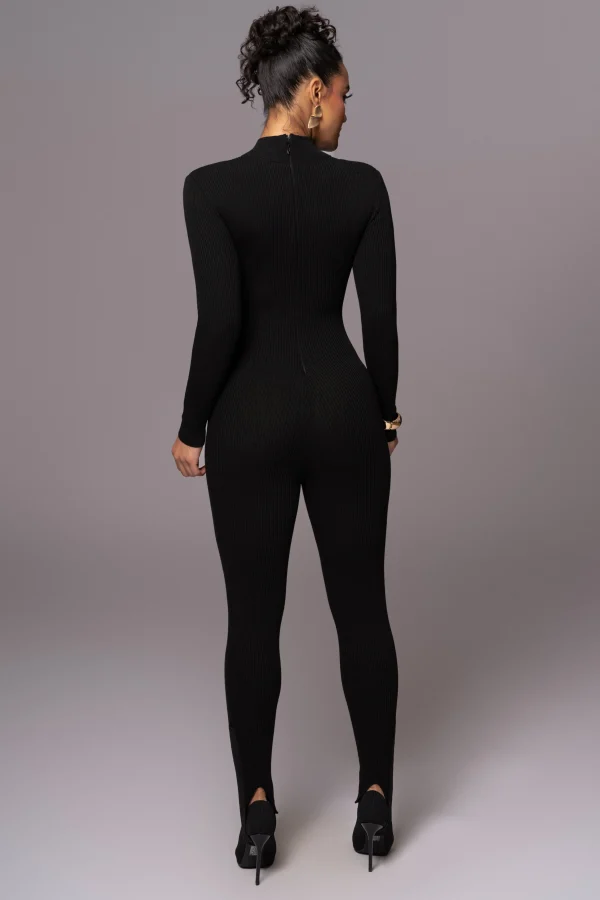 JLUXLABEL Black Minna Mock Neck Jumpsuit