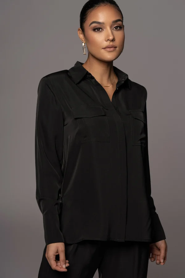 JLUXLABEL Black Misty Button Up