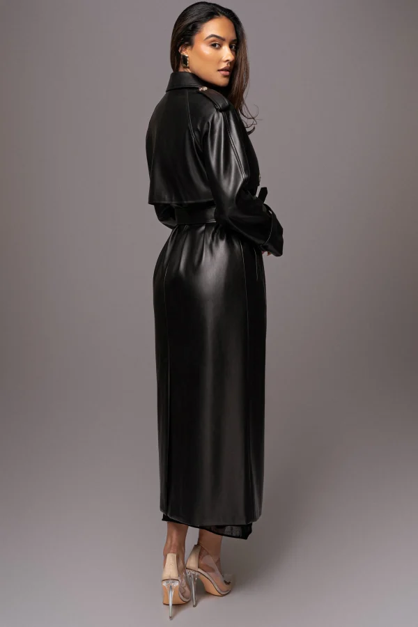 JLUXLABEL Black Odin Faux Leather Coat