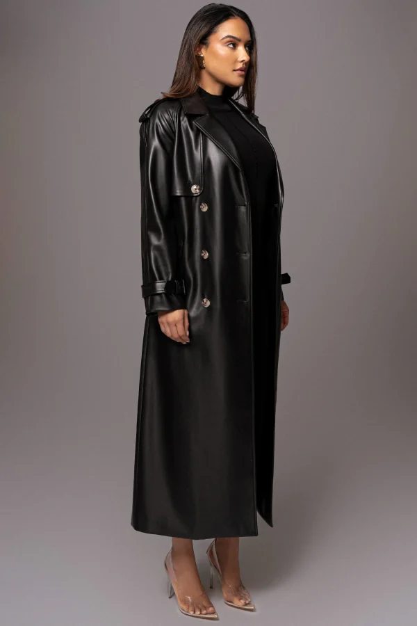 JLUXLABEL Black Odin Faux Leather Coat