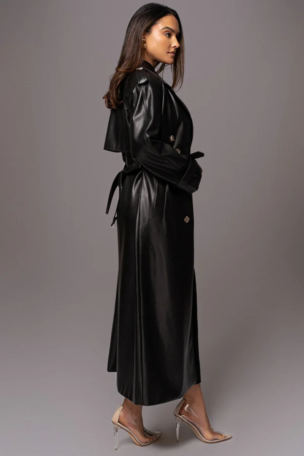 JLUXLABEL Black Odin Faux Leather Coat