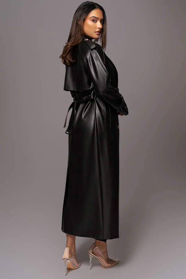 JLUXLABEL Black Odin Faux Leather Coat