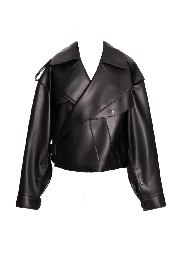 JLUXLABEL Black Raja Faux Leather Jacket
