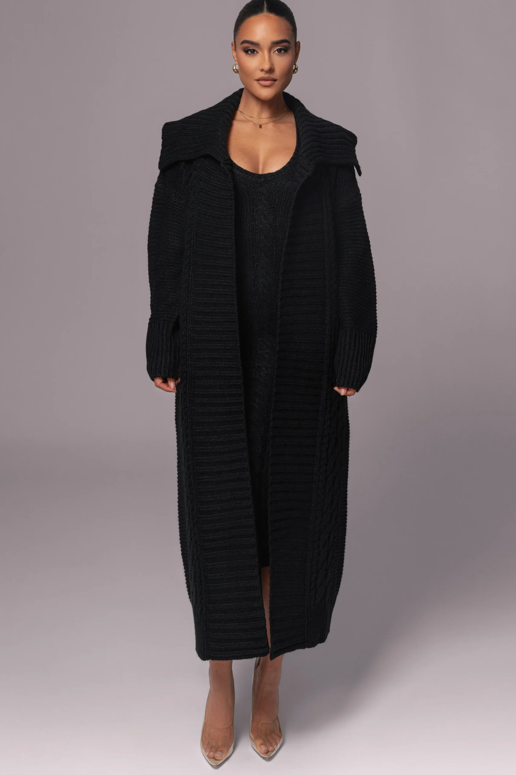 black_sleeveless_cable_kn_2.webp JLUXLABEL Black Sleeveless Cable Knit Dress