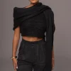 JLUXLABEL Black Soft Life Cable Knit Sweater Top