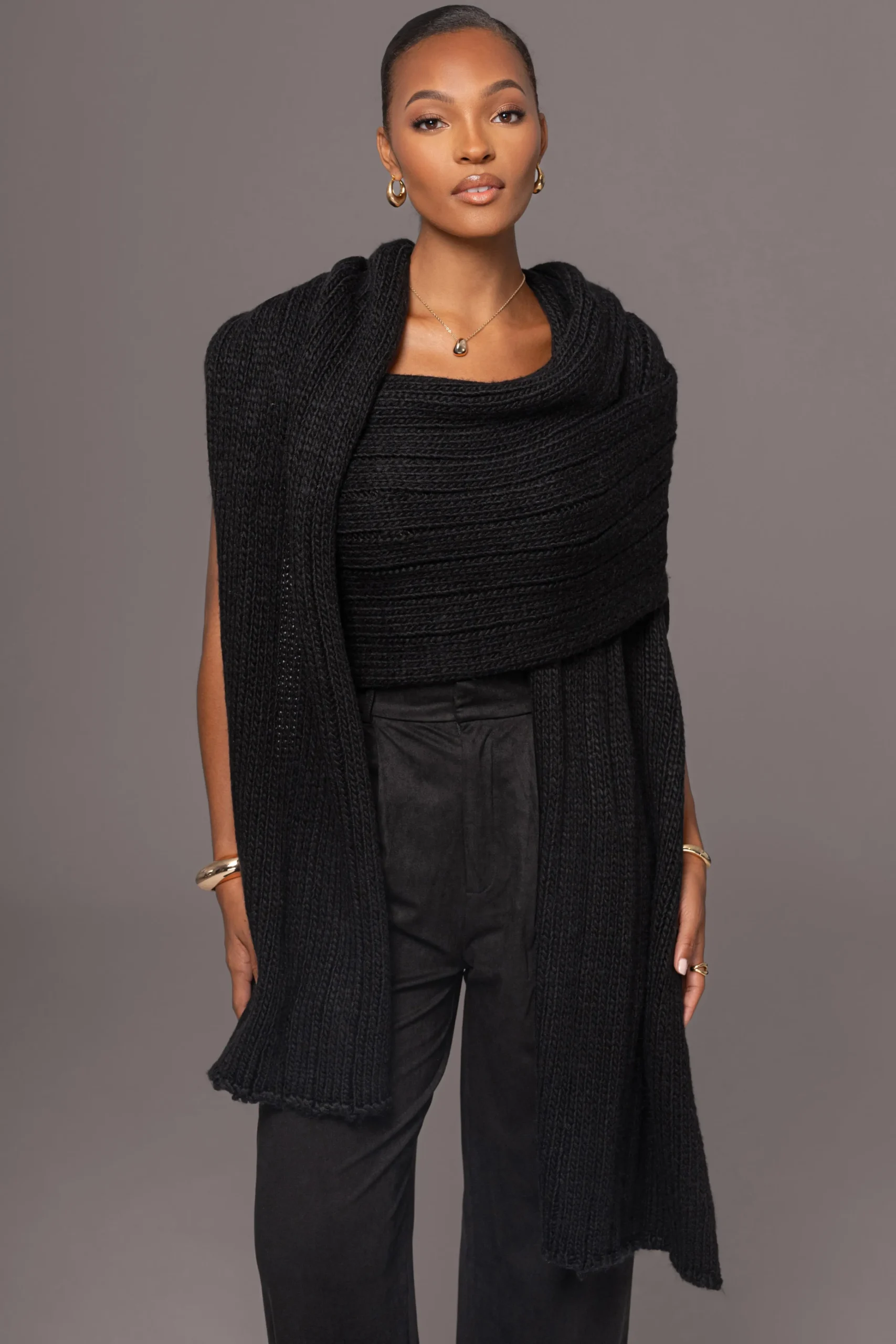 black_soft_life_cable_kni_2.webp JLUXLABEL Black Soft Life Cable Knit Sweater Top
