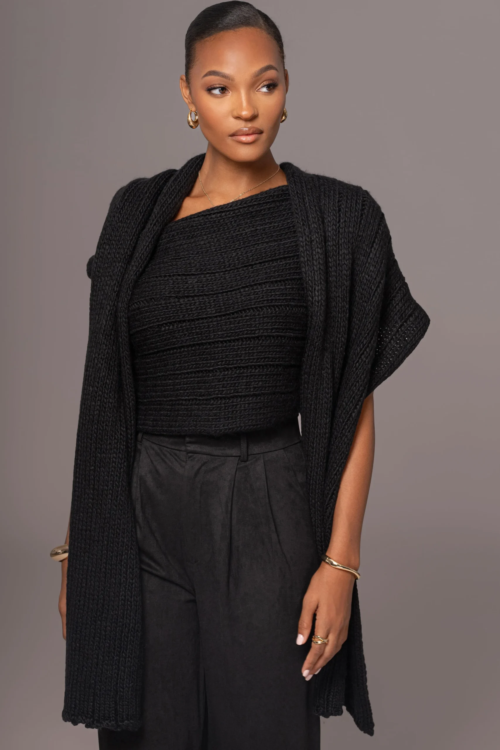 black_soft_life_cable_kni_4.webp JLUXLABEL Black Soft Life Cable Knit Sweater Top