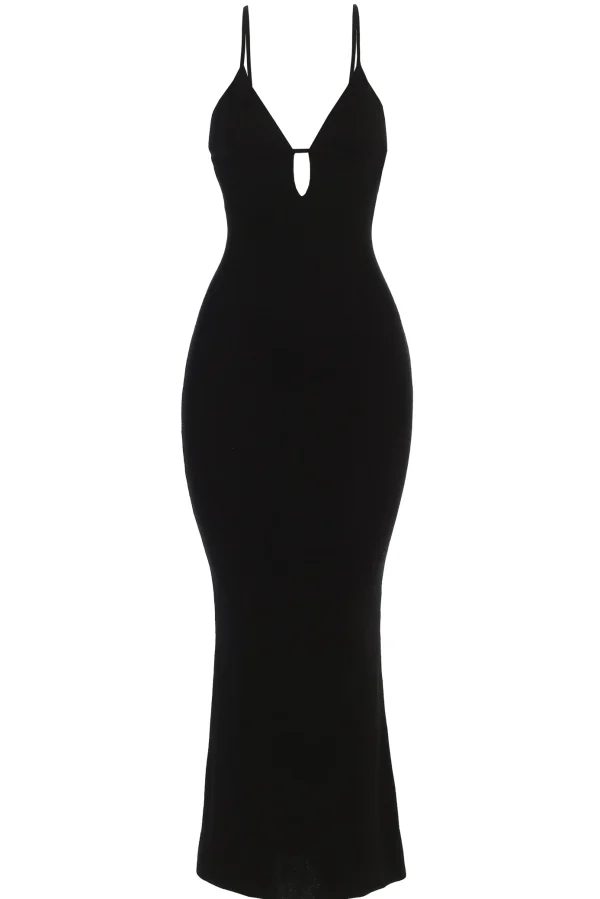 JLUXLABEL Black Sun Rays Knit Maxi Dress