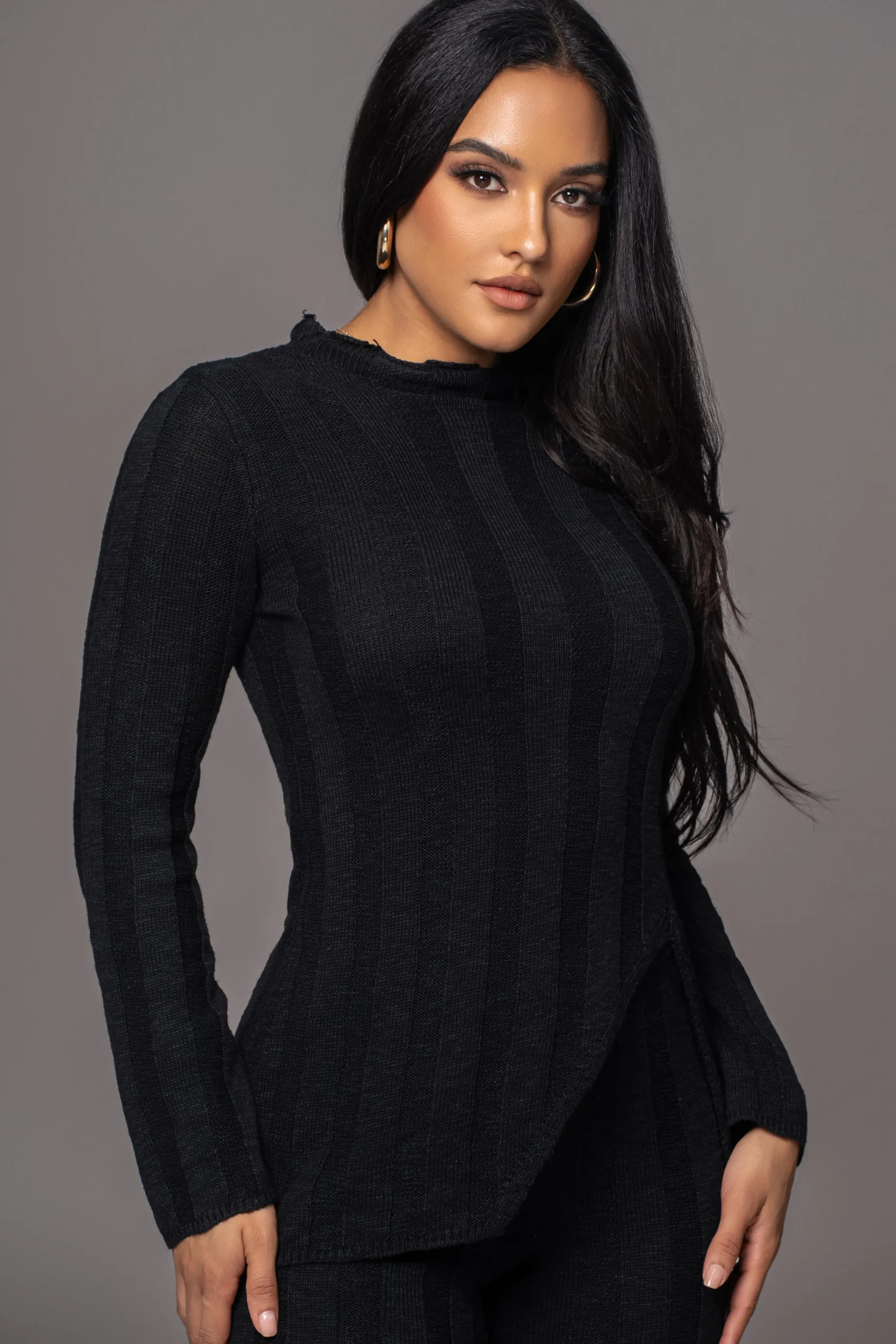 black_take_a_chance_ribbe_1.webp JLUXLABEL Black Take A Chance Ribbed Pant Set