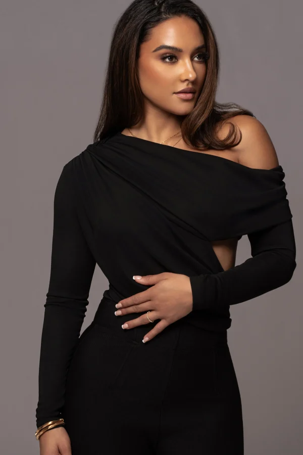 JLUXLABEL Black Ultra High Neck Bodysuit