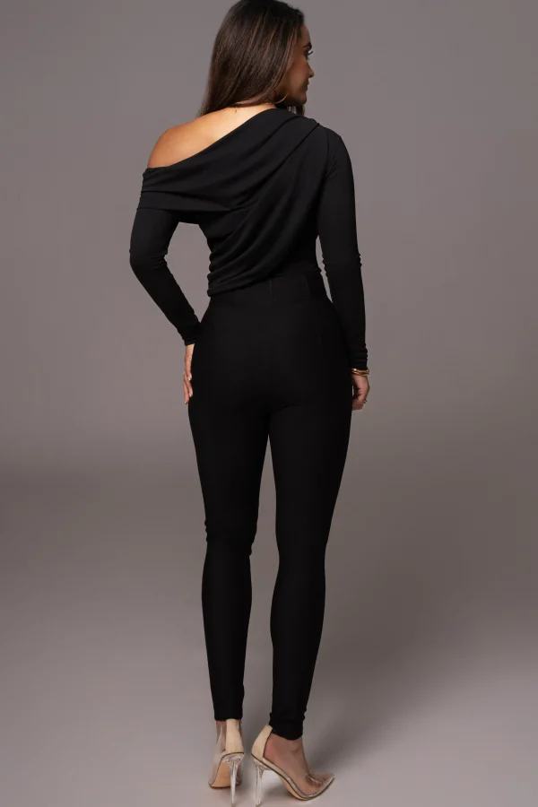 JLUXLABEL Black Ultra High Neck Bodysuit
