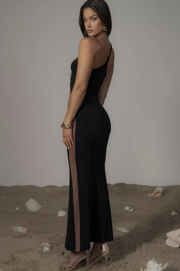 JLUXLABEL Black Wanderlust One Shoulder Dress