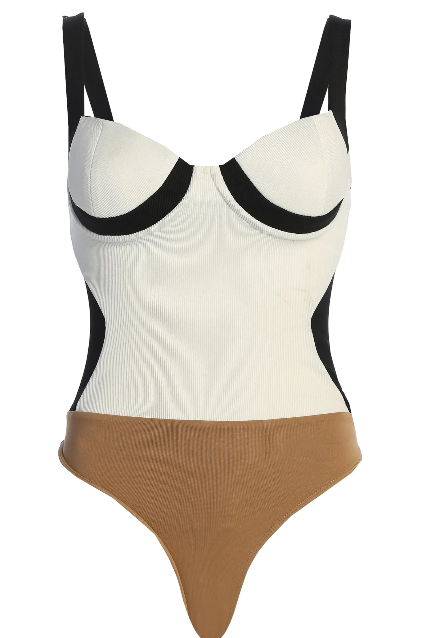 blackwhite_throwback_colo_1.webp JLUXLABEL Black/White Throwback Colorblock Bodysuit