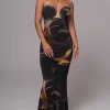 JLUXLABEL Black/Yellow Bethany Strapless Maxi Dress