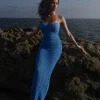 JLUXLABEL Blue Deep Sea Crochet Maxi Dress