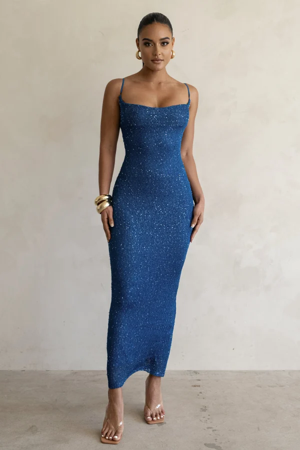 JLUXLABEL Blue Noemie Sequin Maxi Dress