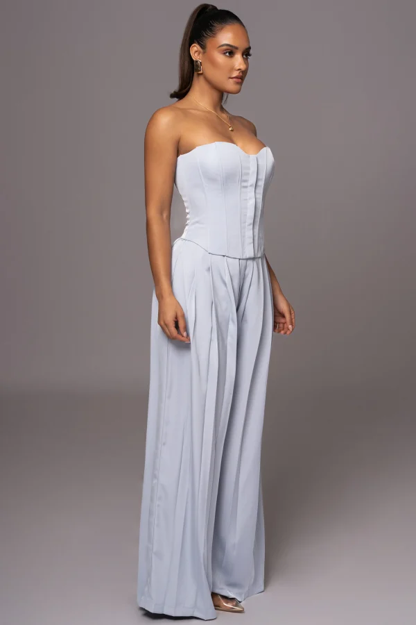 JLUXLABEL Blue Viv Satin Bustier Top