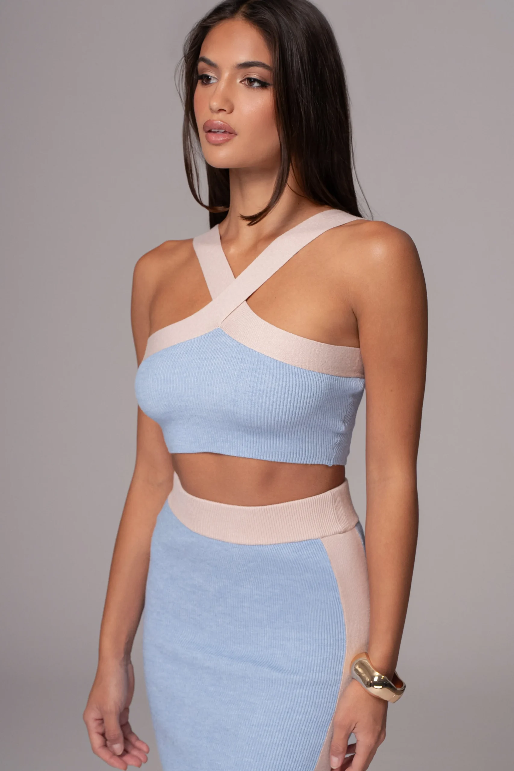 bluebeige_heartbreaker_tw_1.webp JLUXLABEL Blue/Beige Heartbreaker Two-Piece Skirt Set