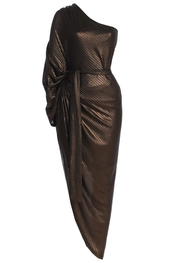 JLUXLABEL Bronze Amina Metallic Maxi Dress