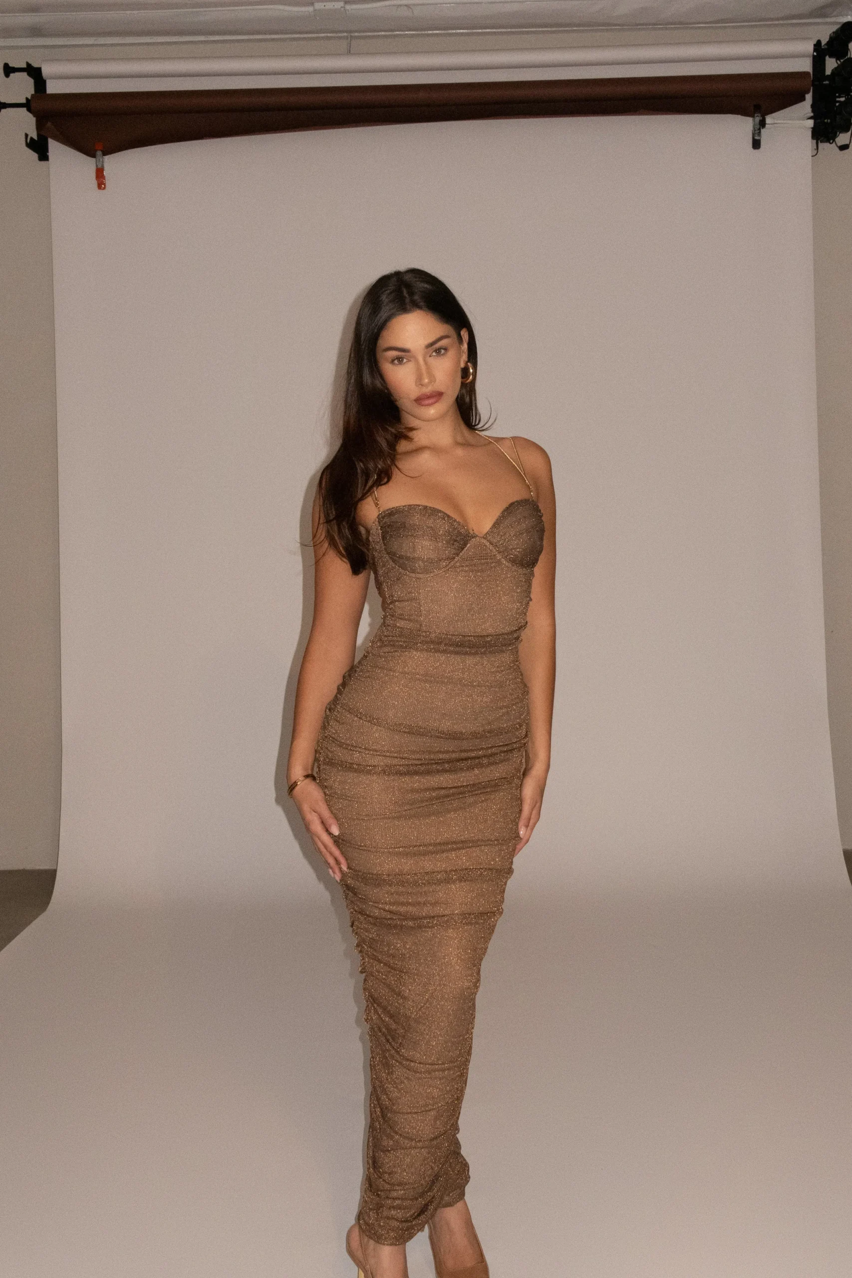 bronze_ruched_metallic_ma_4.webp JLUXLABEL Bronze Ruched Metallic Maxi Dress