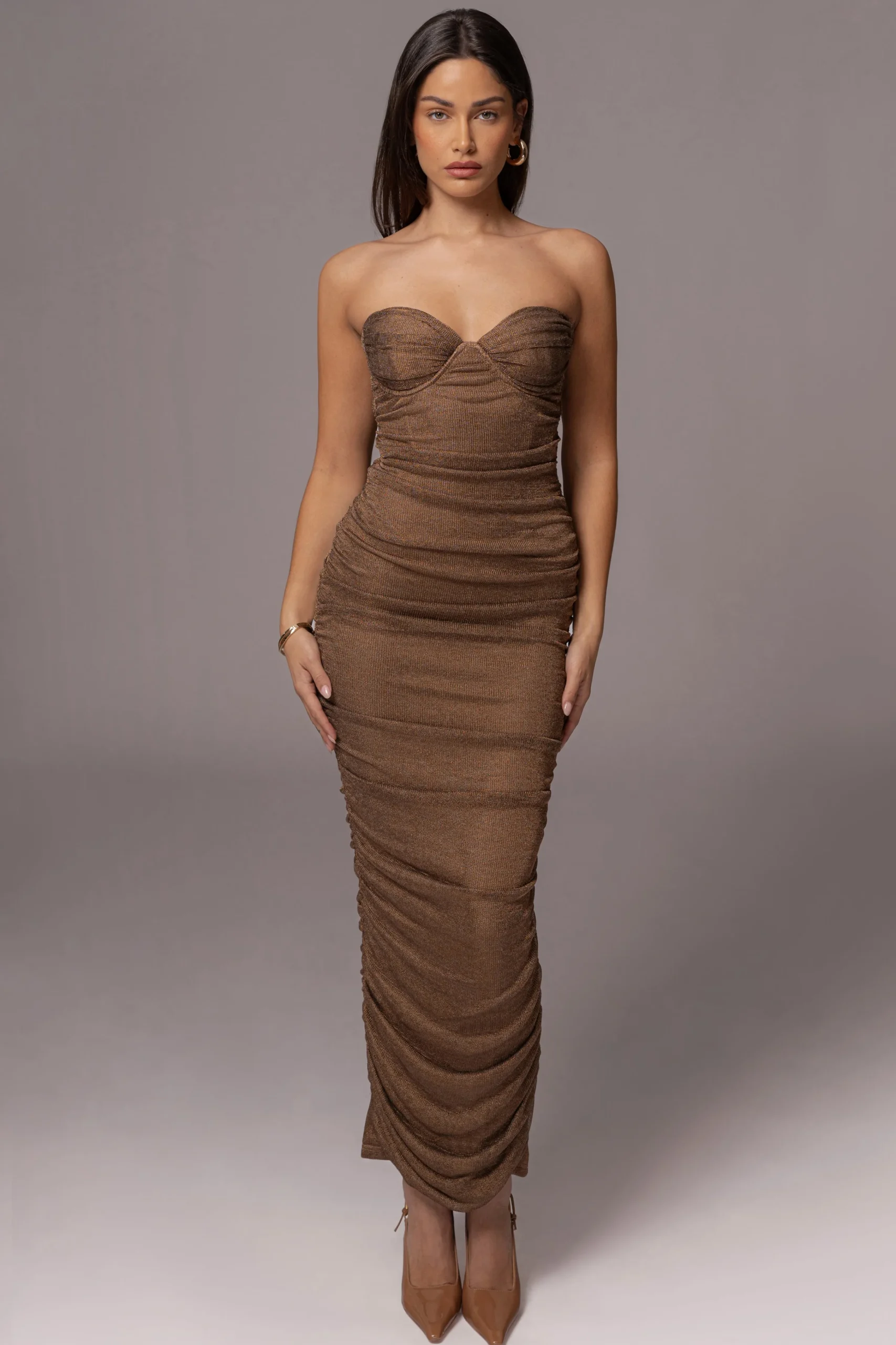 bronze_ruched_metallic_ma_7.webp JLUXLABEL Bronze Ruched Metallic Maxi Dress