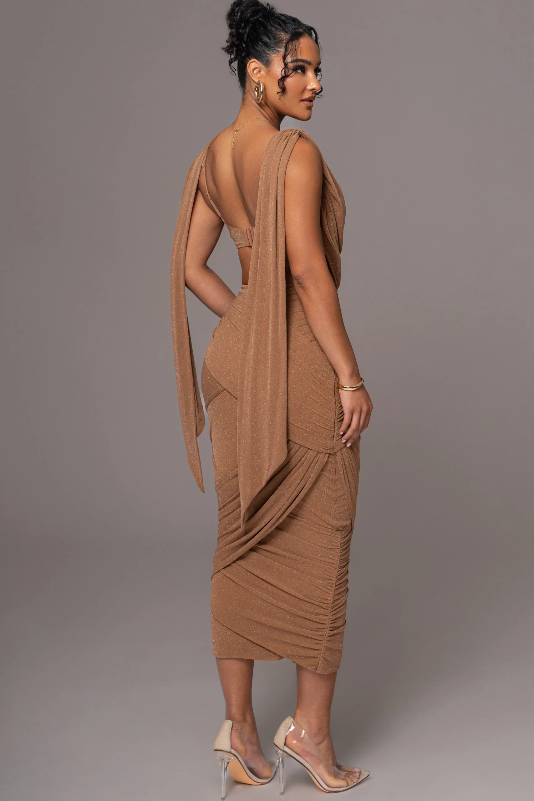 brown_divine_drape_skirt__1.webp JLUXLABEL Brown Divine Drape Skirt Set