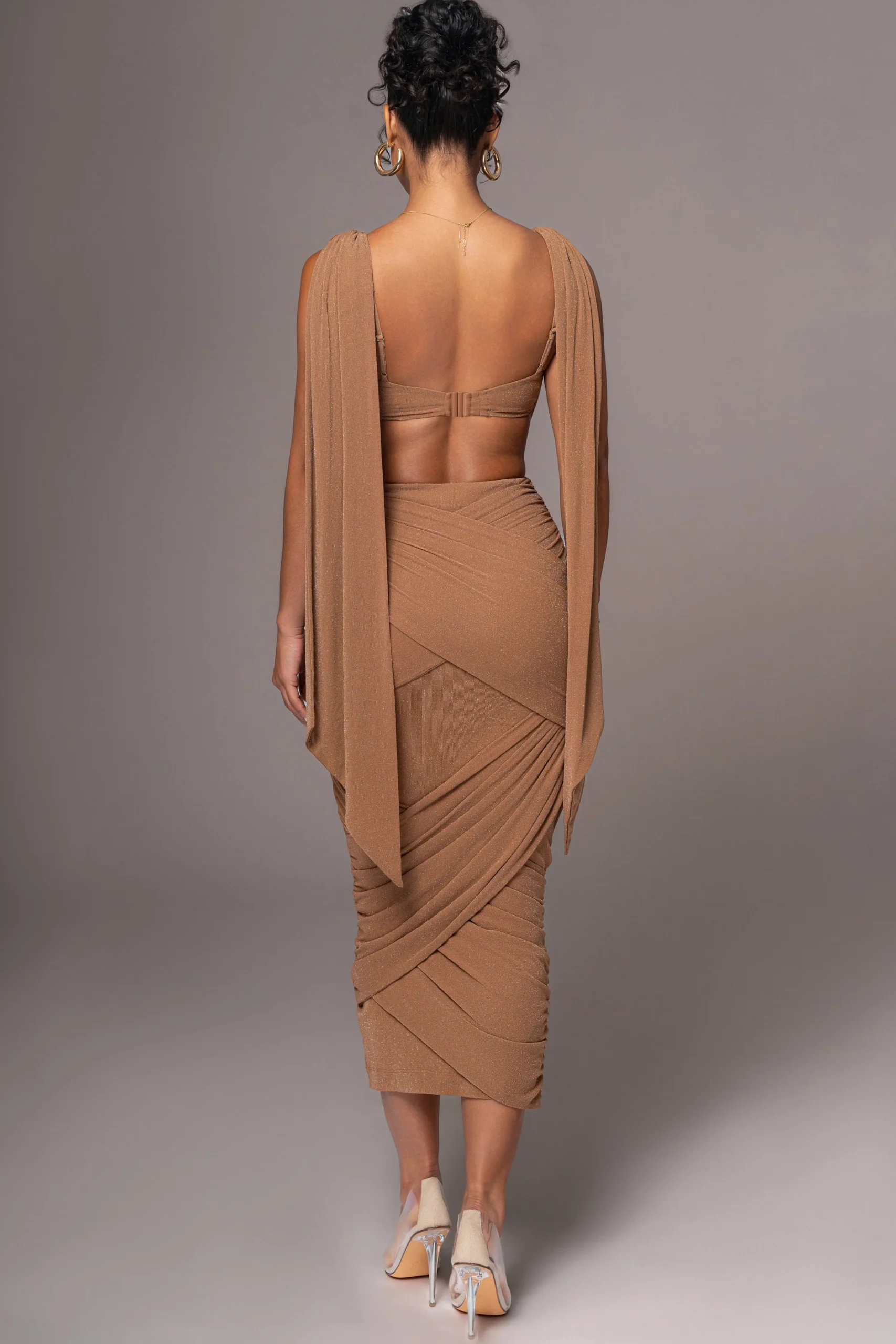 brown_divine_drape_skirt__3.webp JLUXLABEL Brown Divine Drape Skirt Set