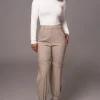 JLUXLABEL Brown Refined Belted Leg Pants