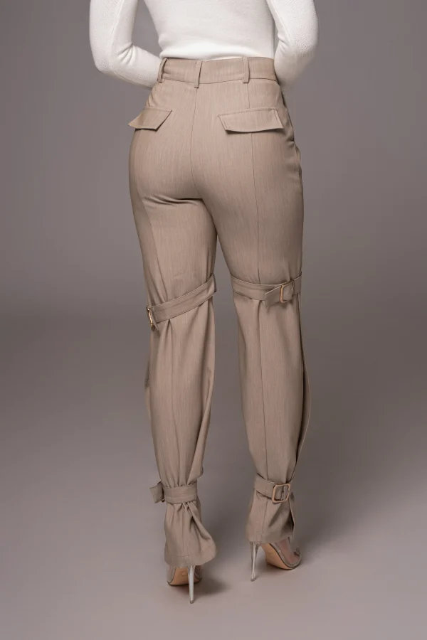 JLUXLABEL Brown Refined Belted Leg Pants