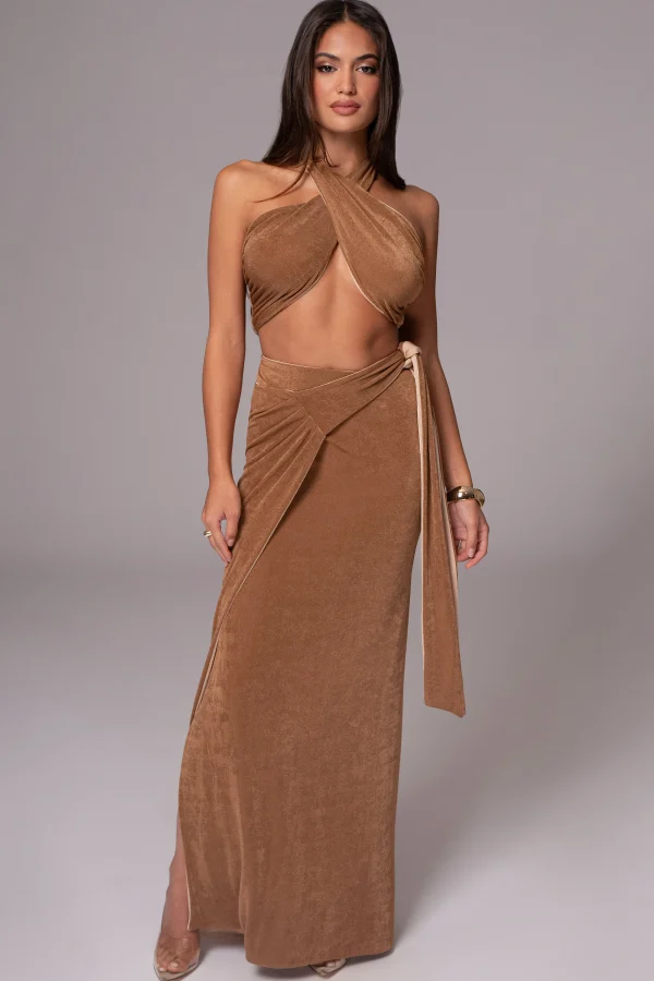 JLUXLABEL Brown/Beige Venus Reversible Skirt Set