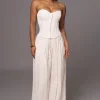 JLUXLABEL Buttercream Clara Wide Leg Pleated Trousers