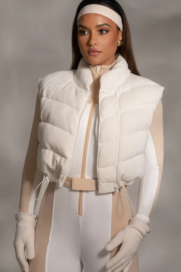 JLUXLABEL Buttercream Delma Ribbed Puffer Vest