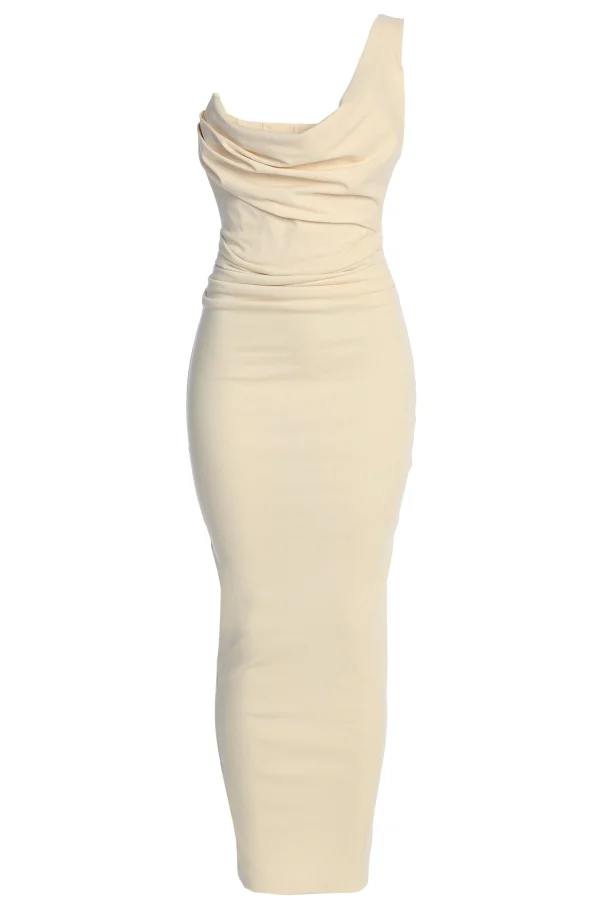 JLUXLABEL Buttercream Denim Krishna One Shoulder Maxi Dress