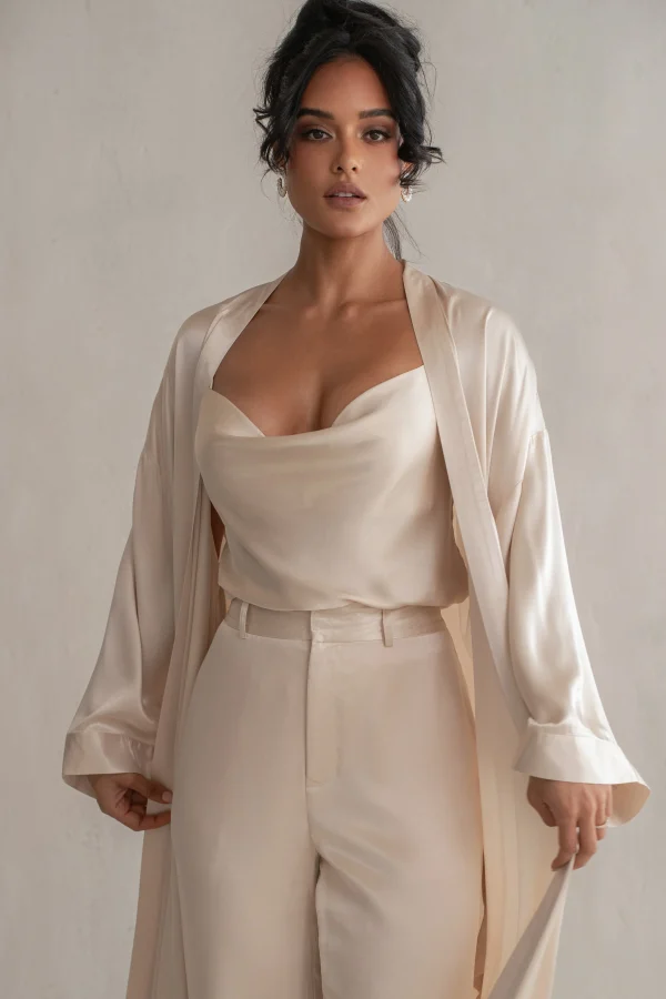 JLUXLABEL Champagne Amour Satin Top