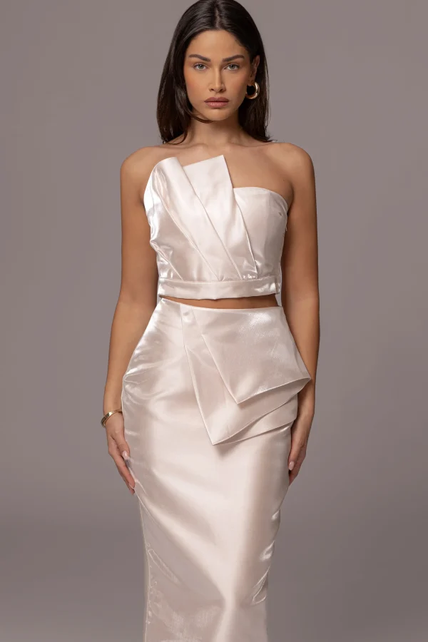 JLUXLABEL Champagne Gala Pleated Top