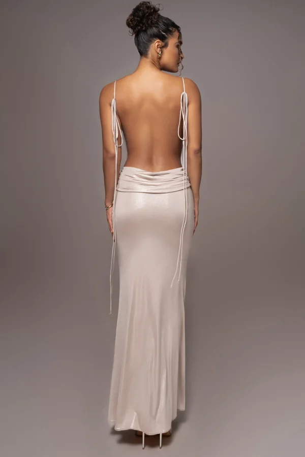 JLUXLABEL Champagne Heart of Gold Maxi Dress