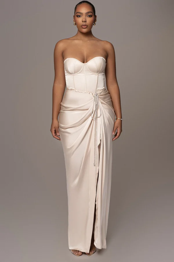 JLUXLABEL Champagne Leo Matte Satin Bustier